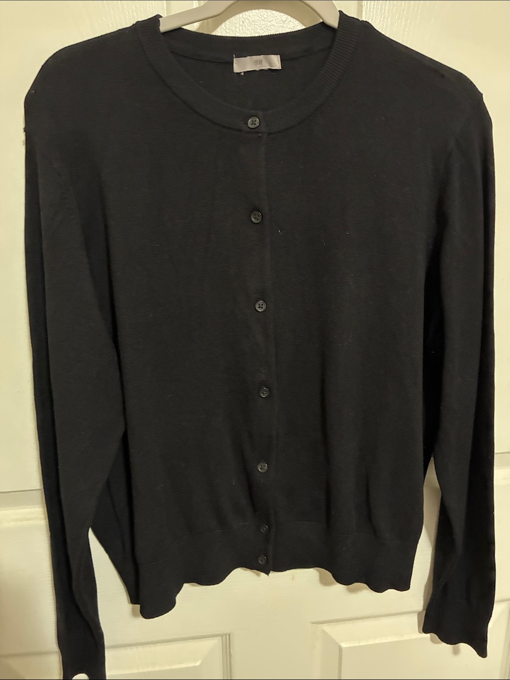 H&M Black Button-Up Crewneck Cardigan
